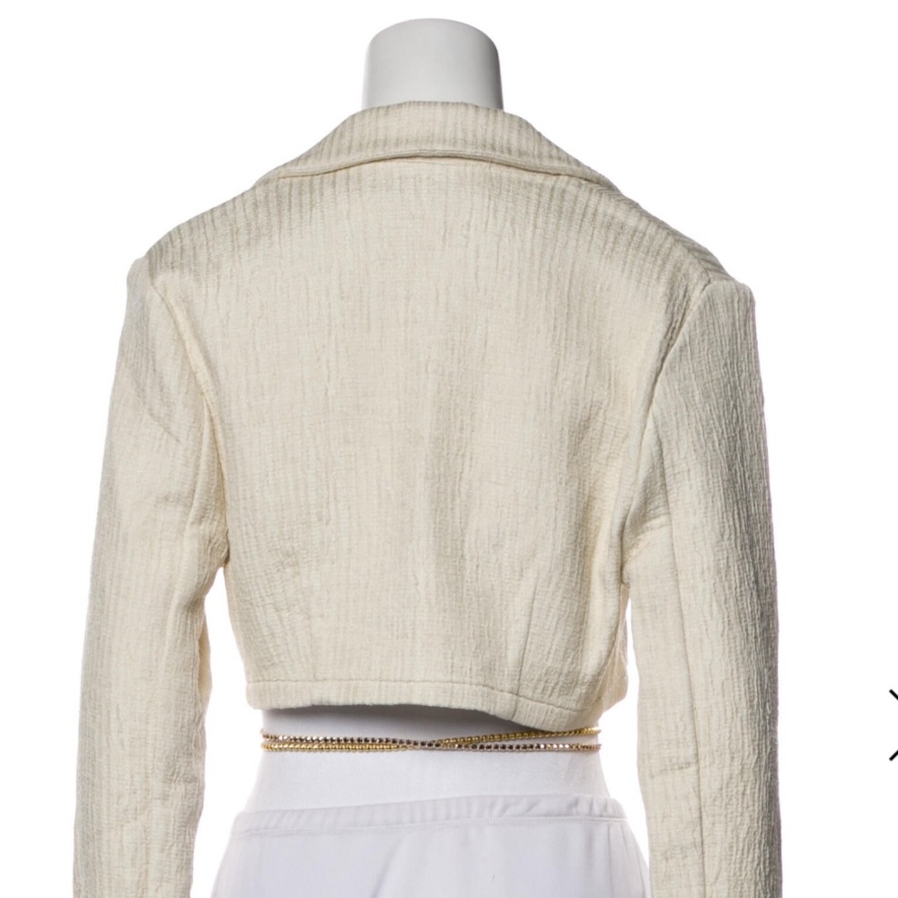 MICHAEL LO SORDO • Linen Bolero Waist Tie Collared Jacket - Picture 4 of 16